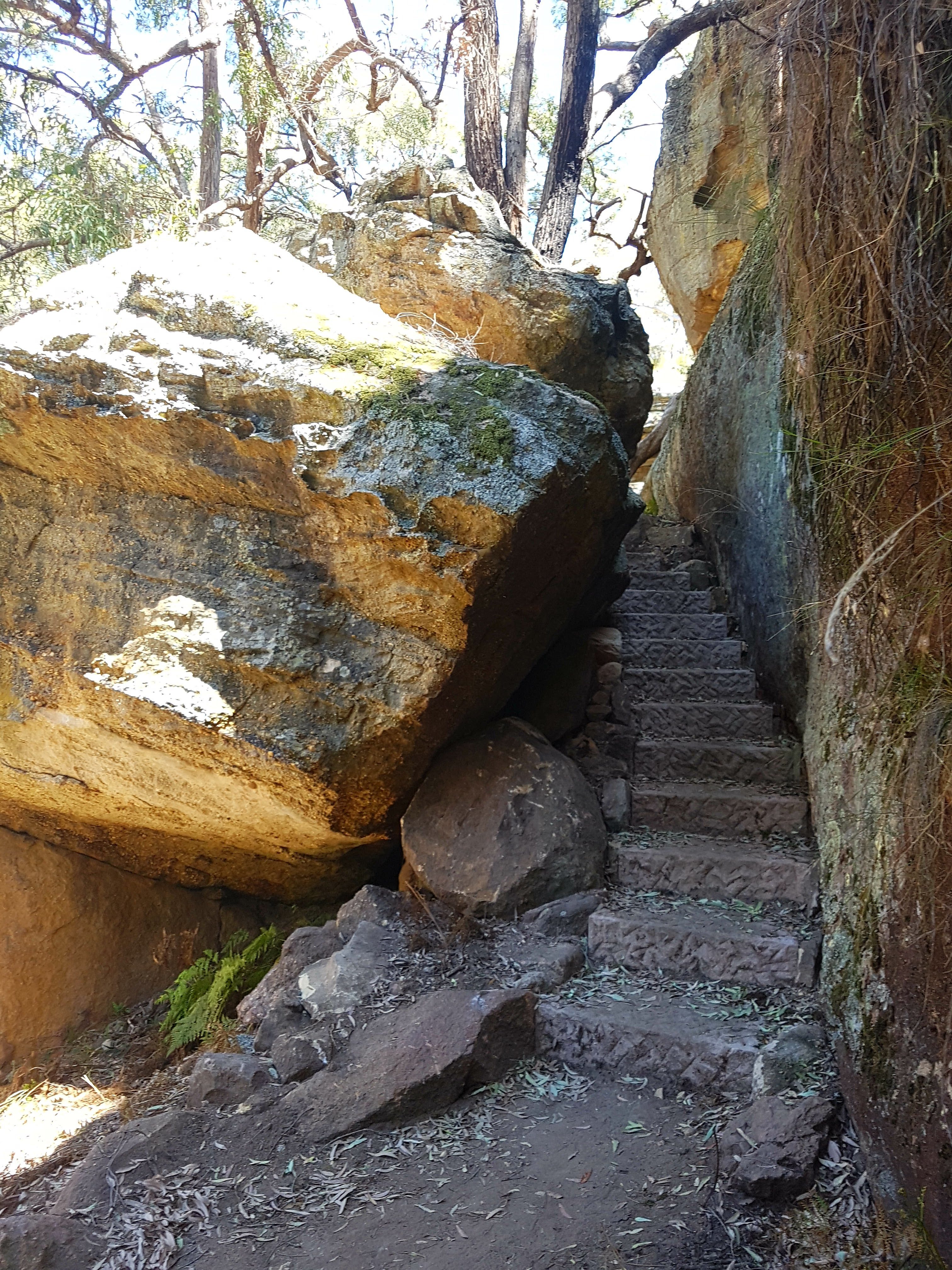 Sandstone steps on the walk to The Drip gorge